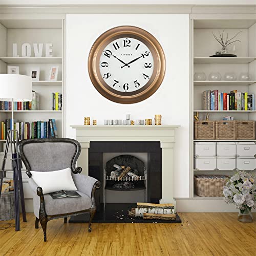 CLXEAST 18 Inch Glow in The Dark Wall Clocks for Living Room Decor, Large Illuminated Gold Wall Clock,Antique Brushed Gold,House Warming Gifts New Home