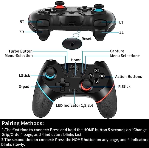 Diswoe Upgraded Wireless Controller for Switch/Lite/OLED Pro Controller for Switch Remote Joystick Gamepad Supports Wake up, Gyro Axis, Turbo, Dual Vibration and Screenshot Function
