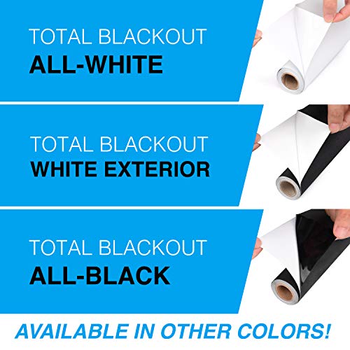 Total Blackout Window Film: 100% Light Blocking, Room Darkening Static Cling - No Residue Film for Privacy, Home Security, and Day Sleep - Easy Removal UV Prevention Treatment (17.5 x 160 inches)