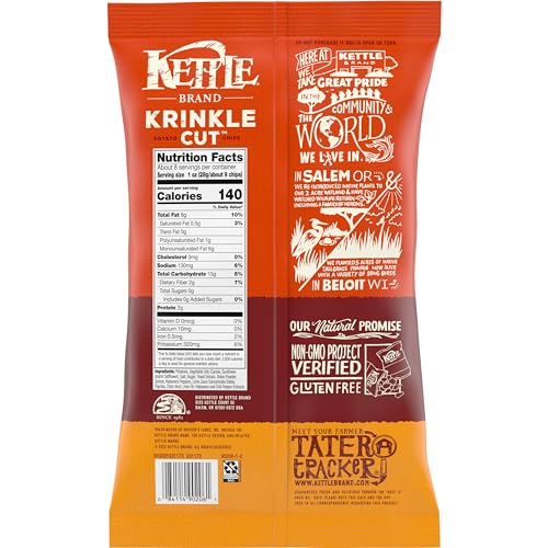 Kettle Brand Potato Chips Krinkle Cut Habanero Lime Kettle Chips, 7.5 Oz