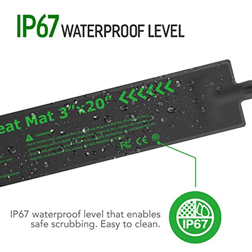 iPower 3" x 20" Seeding Heat Mat Upgraded Carbon Film Indoor Warm Hydroponic Plant Germination Starting Pad Durable Waterproof, Black