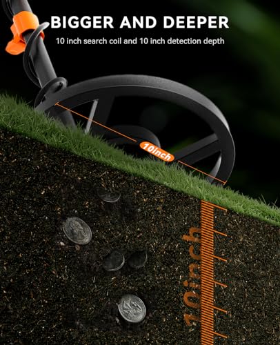 SUNPOW Metal Detector for Adults Professional - Waterproof Higher Accuracy 5 Modes Gold Detector with Strong Anti-Interference, Advanced DSP Chip, 11" Detection Depth Metal Detectors - OTMD09