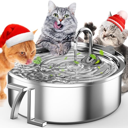 oneisall Cat Water Fountain Stainless Steel,1.8G /7L/230oz Cat Water Fountain for Multi-Cat Home/Water Fountain for Cats Inside with Smart Quiet Pump/Pet Water Fountain Easy to Clean and Disassemble