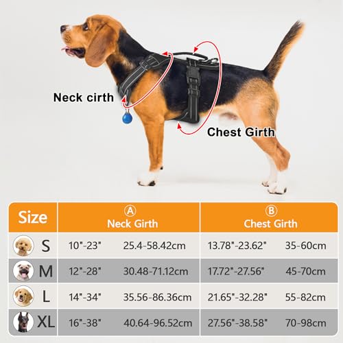 Perperqer Dog Harness Black No Pull Y Shaped for Medium Sized Dog, Small to Large Dogs Reflective Adjustable Easy Walk Puppy Harnesses,Heavy Duty Girl Boy Pet Vest 3 Buckle with Handle & Light,S