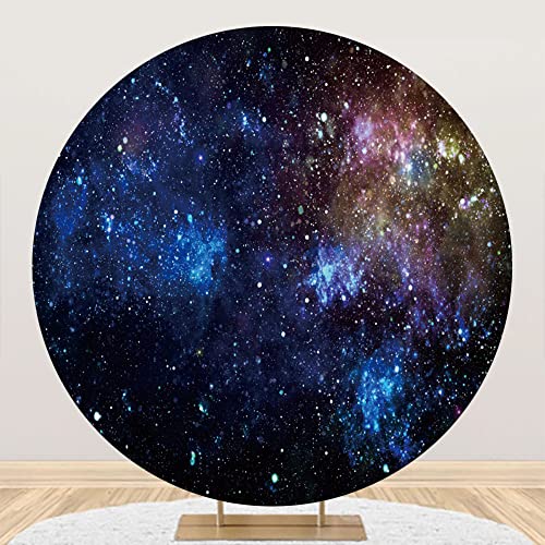 YongFoto 3ft Mysterious Universe Galaxy Round Backdrop Cover Outer Space Starry Sky Abstract Nebula Circle Photography Background Boy Girl Birthday Party Newborn Baby Shower Kids Portrait Photo Prop