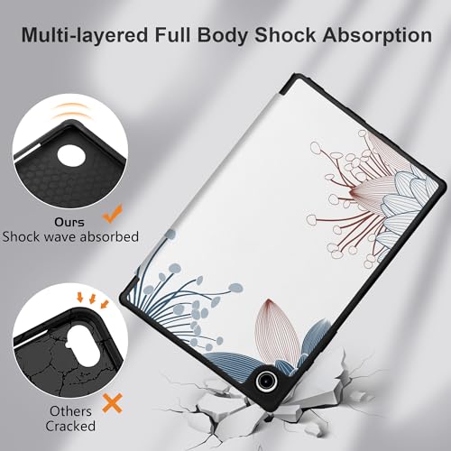Yebiseven Case for Samsung Galaxy Tab A8 10.5 inch 2022 Released Model SM-X200/X205/X207, Shockproof Tablet Cases with Auto Sleep/Wake & Folding Stand & Soft TPU Back Cover, Hibiscus Flower