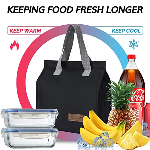 TELLUMO Lunch bag, Insulated Lunch Bag for Women Men Large Lunch Box Container Reusable Leakproof Tote for Office, Work, School, Beach or Travel (S- Corduroy BlackClub)