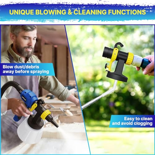 LIFOVE Paint Sprayer 800W HVLP Electric Spray Paint Gun with 40 Fl Oz Container, 6.5FT Air Hose, 4 Nozzles & 3 Patterns, Easy to Clean, Suitable for Furniture, House, Fence, Walls, Etc. LF807