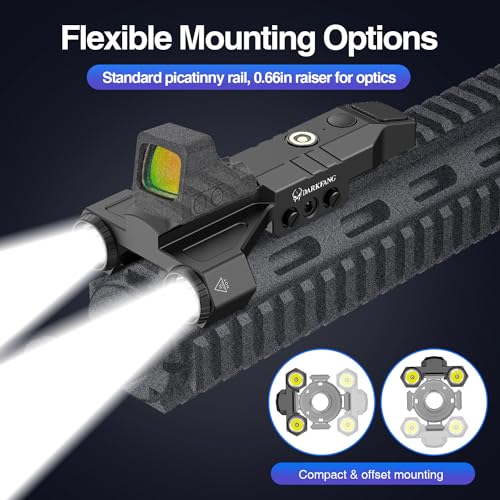 DARKFANG 1450 Lumen Tactical Flashlight Low Profile Design Rechargeable Weapon Light for Picatinny Rail