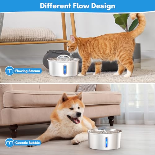 Cat Water Fountain, GPOSY 108oz/3.2L Cat Fountain, Automatic Dog Water Dispenser with LED Light and Circulating Filtration System for Cats, Dogs, Multiple Pets