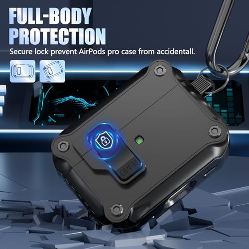 Pohgelan Compatible with AirPods Pro 2nd/1st Generation Case Cover,Automatic Snap Switch Secure for iPod Pro Charging Case (USB-C/Lightning Cable) (2023/2022/2019)