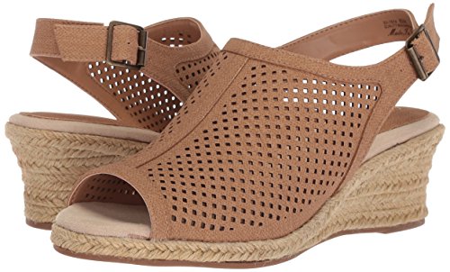 Easy Street Women's Stacy Wedge Sandal, Blush Linen Print, 7 Wide