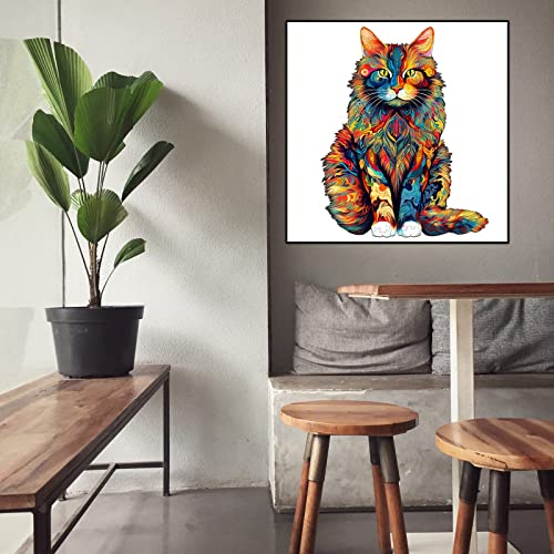 KAAYEE Wooden Jigsaw Puzzle, Maine Coon Cat Puzzle, 80 Pieces, 8.3 * 6.6 Inch, Animal Unique Shaped Puzzle, Gift for Kids and Adults