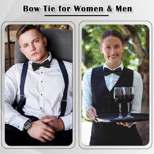 Luckyvestir Black Bow Tie for Man, Mens Bow Tie, Adjustable Bow Ties for Men, Pre-tied Bowties Men for Tuxedo Party,Business or Daily Wear