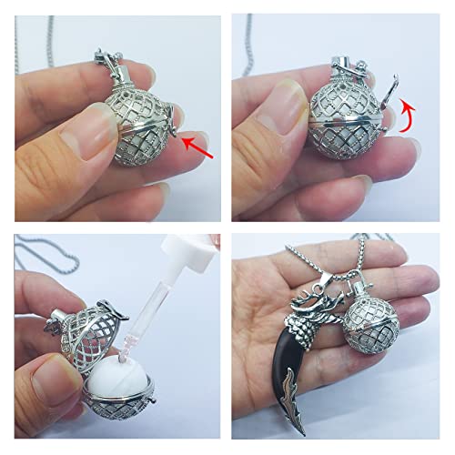 DIANKUZHAN Hollow Ball Pendant Car Essential Oil Diffuser Car Mirror Hanging Accessories Air Diffuser Freshener Perfume Necklace Pendant Aromatherapy Jewelry Ornament Gift For Men Women