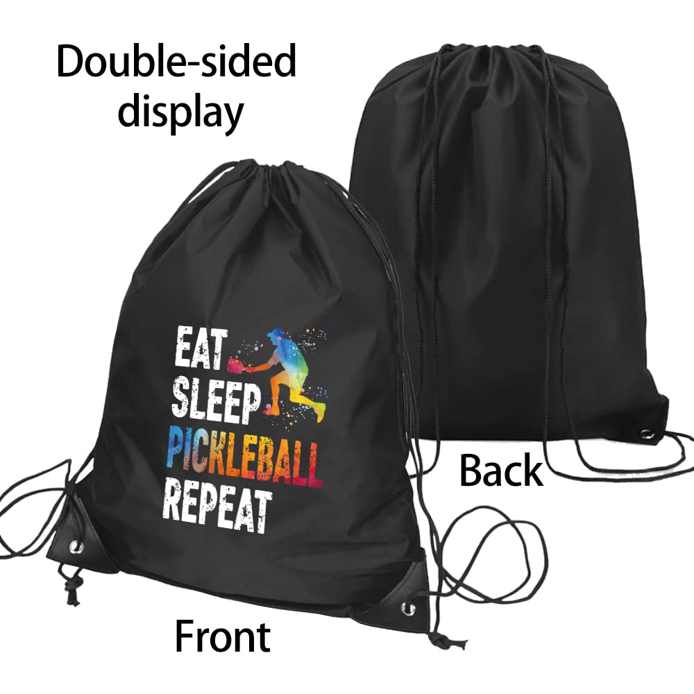 Pishovi Eat Sleep Pickleball A Repeat Drawstring Waterproof Pickleball, Pickleball Sports Bag for Man Women, Pickleball Player Gifts, Pickleball Gift for Pickleball Lover, Pickleball Gift Idea (A)