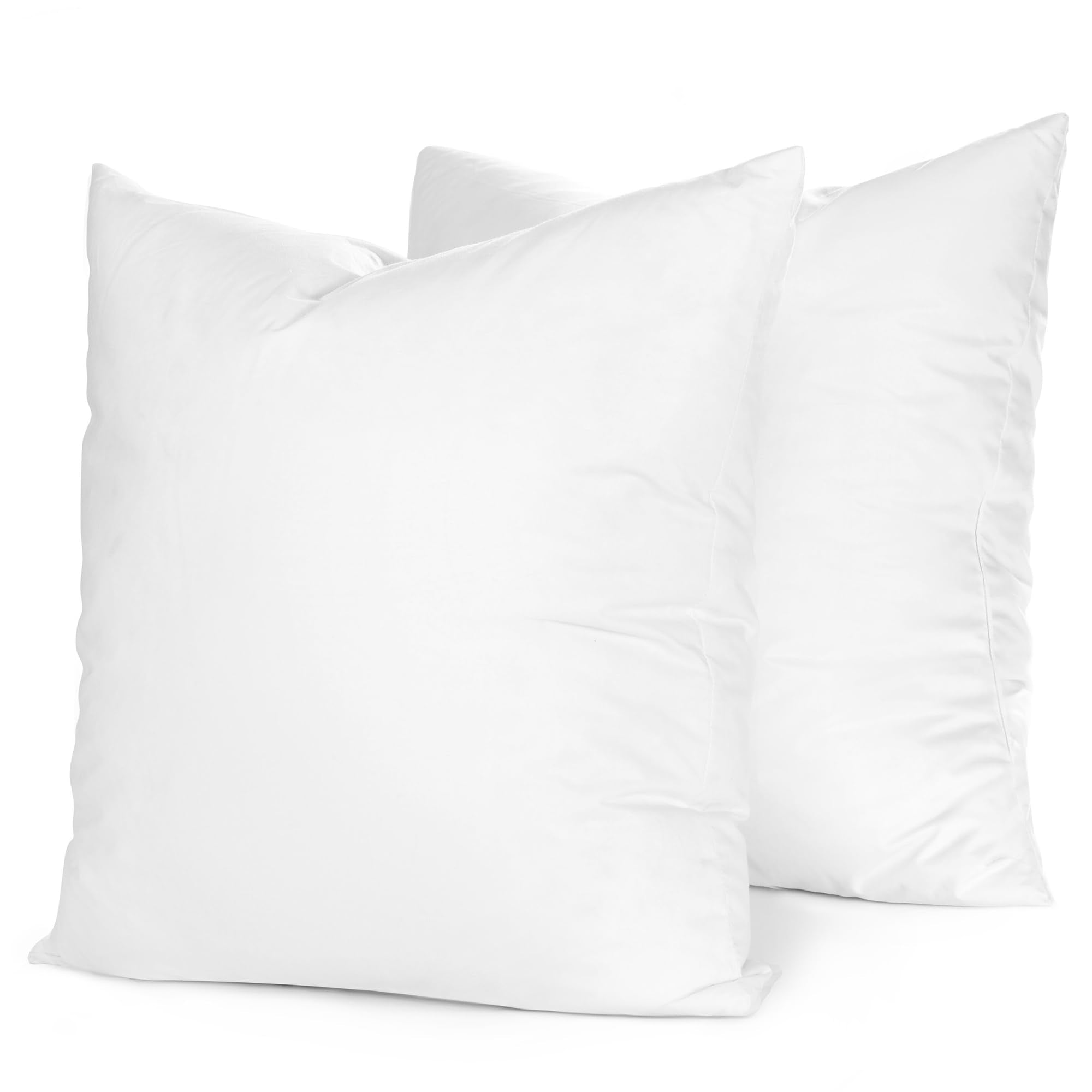 Continental Bedding Decorative Throw Pillow Goose Down and Feather Fill 10/90, 26x26 (2 Pack), White 2 Count