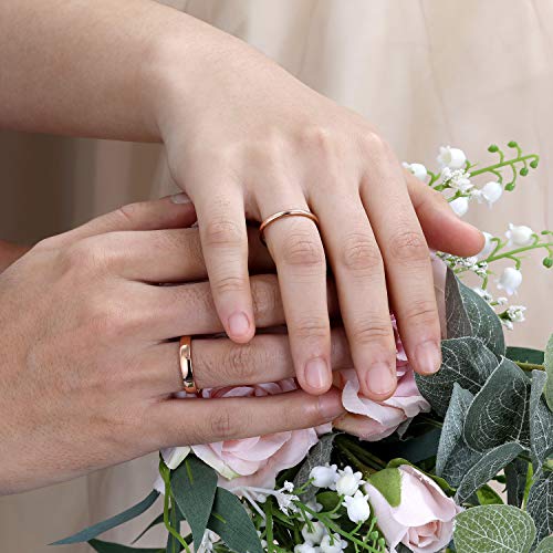 SHINYSO 4mm Tungsten Carbide Ring Dome Polished Wedding Band for Men Women Rose Gold Comfort Fit Size 12