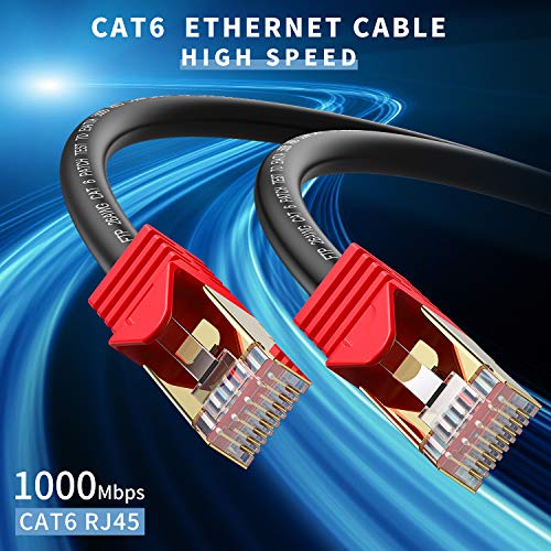 XXONE Outdoor Cat 6 Ethernet Cable 200ft, 26AWG Heavy-Duty Cat6 Networking Cord Patch Cable RJ45 LAN Wire Cable FTP Waterproof Direct Burial