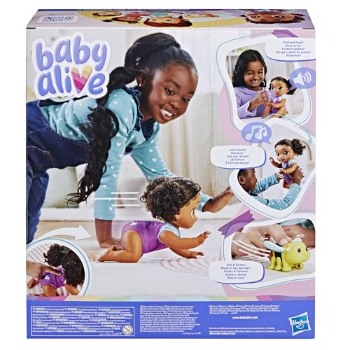 Baby Alive Crawl 'n Play Tilly Tinker Electronic Crawling Baby Doll Set, Black Hair, Kids Toys for Girls & Boys 3 Years & Up, 10.75 Inches