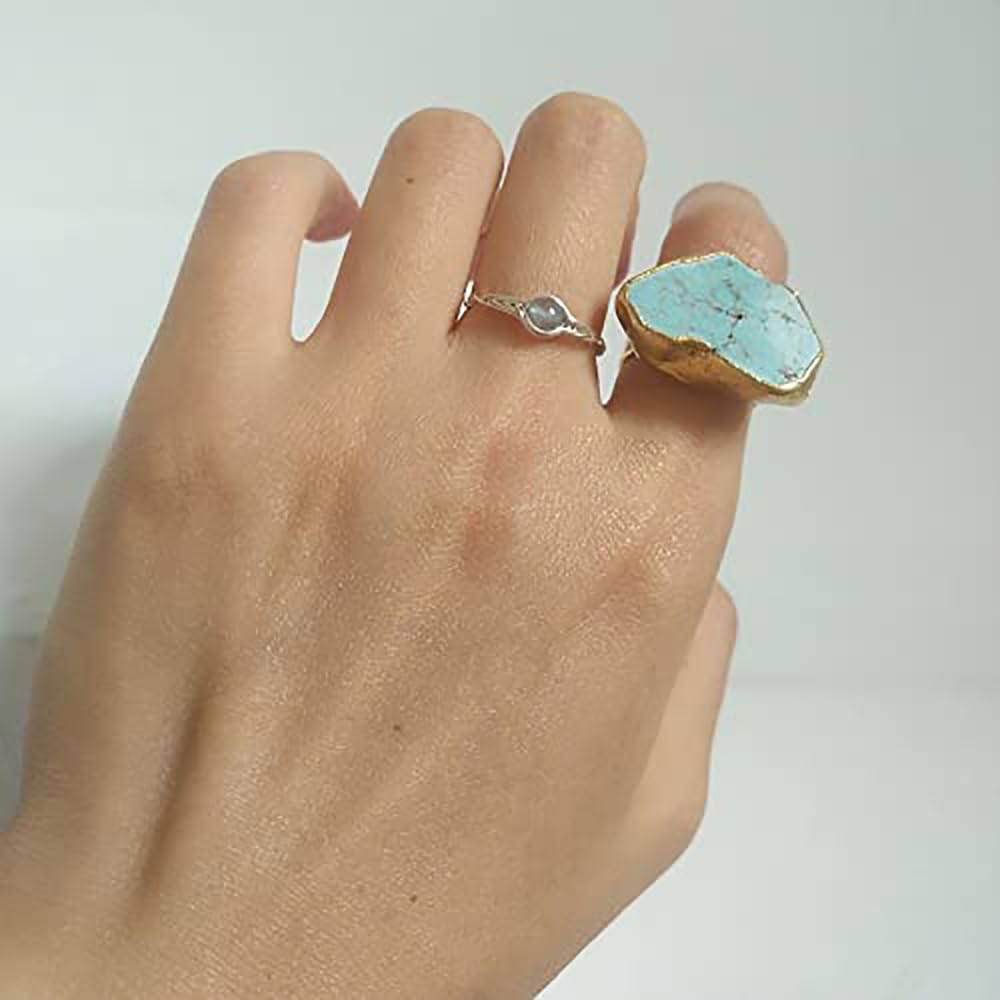 Aquamarine ring aquamarine rings sterling silver rings for women chakra healing crystals and stones March birthstone ring handmade by GRB ROY