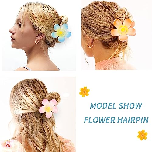 WACHLL Matte Flower Hair Claw Clips for Women, 6PCS Large Non-Slip Strong Hold Clips for Thick and Thin Hair