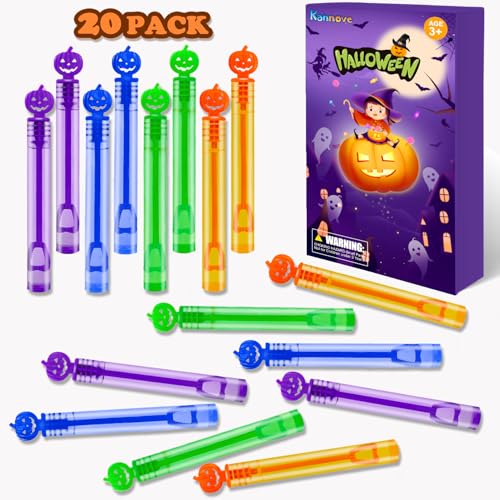 Kannove Halloween Mini Pumpkin Bubble Wands Toys Gifts for Kids 20 Pack,Small Halloween Basket Goodie Bag Stuffer Fillers Party Favors Prizes for Toddlers,Halloween Trick or Treat Toys for Boys Girls