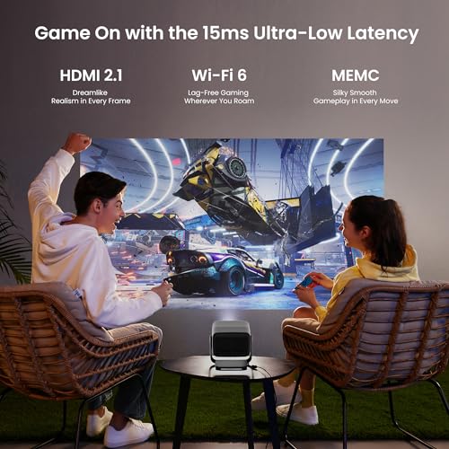 JMGO N1 Ultra 4K Triple Laser Projector, 360° Freestyle Gimbal, Blu-Ray 3D, 2200 CVIA Lumen, HDR 10, Android TV 11, 10W*2 Dynaudio Speakers, Instant Keystone Correction, Smart & Portable Theater