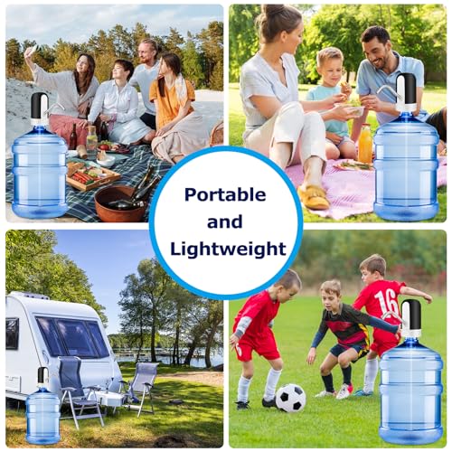 KUFUNG Water Dispenser for 5 Gallon Bottle - Rechargeable Water Pump for 5 Gal Jug, BPA-Free, Food Grade Silicone Hose, Stainless Steel Spout - 30-40 Days Battery Life, Easy One Switch Operation