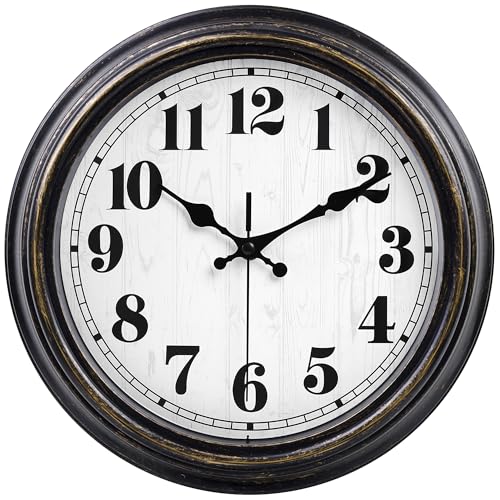 45MinST 20 Inches Retro Round Large Wall Clocks, Silent Non Ticking Battery Operated Movement Easy to Read Wall Clock with Arabic Numerals