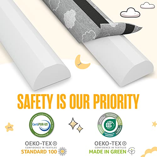 Bed Bumpers for Toddlers Memory Foam Rail Guards Waterproof Washable Dual Sided Non-Slip Soft Cover - Safety Guard Noodle Long Pillow Pads for King Queen Full Twin Beds (1 Pack)