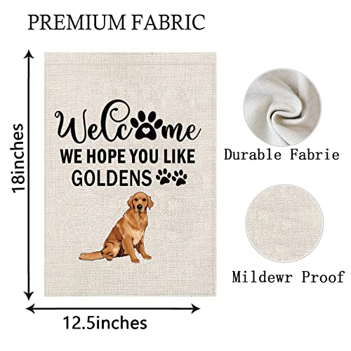 Golden Retriever Garden Flag Welcome We Hope You Like Goldens Garden Flag Golden Retriever Gift (Golden Retriever F)