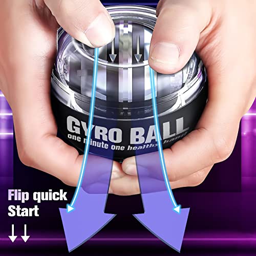 JIN BD Wrist Trainer Ball Auto-Start Wrist Strengthener Gyroscopic Forearm Exerciser Gyro Ball for Strengthen Arms, Fingers, Wrist Bones and Muscles With LED light, black