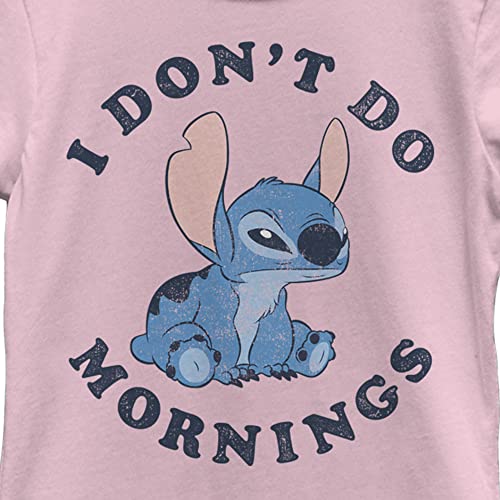 Disney girls Lilo & Stitch Stitch Mornings Girl's Solid Crew Tee T Shirt, Light Pink, X-Small US