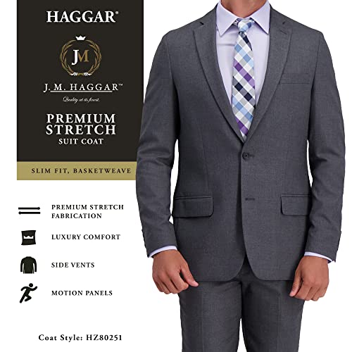 J.M. Haggar Men's Premium Performance Stretch Slim Fit Suit Separate Coat, Blue, 46 Regular