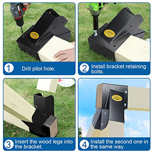 BETOOLL Swing Set Brackets - 2pcs A Frame Swing Bracket Swing Set Hardware with All Mounting Accessories (Black)