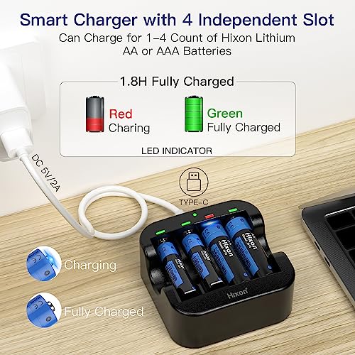 Rechargeable AA&AAA Lithium 1.5V Batteries-Full-Recharged 4x3500mWh AA & 4x1100mWh AAA,with Fast Charger,1600 Cycles,Constant Output[4AA+4AAA+1Charger]