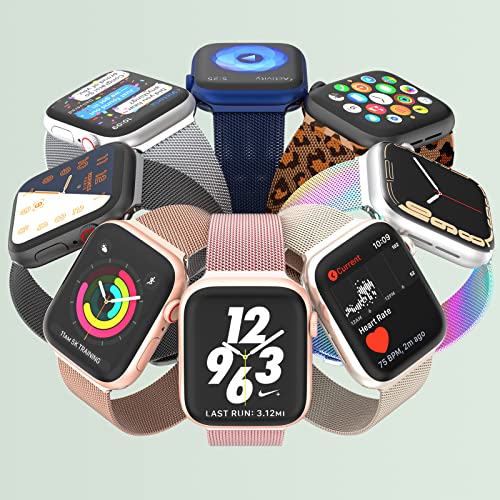 Marge Plus Compatible with Apple Watch Band Series 9, Ultra 2, SE, Ultra 8 7 6 5 4 3 2 1 38mm 40mm 41mm 42mm 44mm 45mm 49mm Women and Men, Stainless Steel Mesh Loop Magnetic Clasp Replacement for