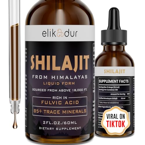 Shilajit Resin Organic Liquid Supplement, Shilajit Himalayan Organic, Shilajit Resin Drop, Shilajit Drop Contain 85 Trace Minerals, Alternative to Resin & Capsules, 60 ml