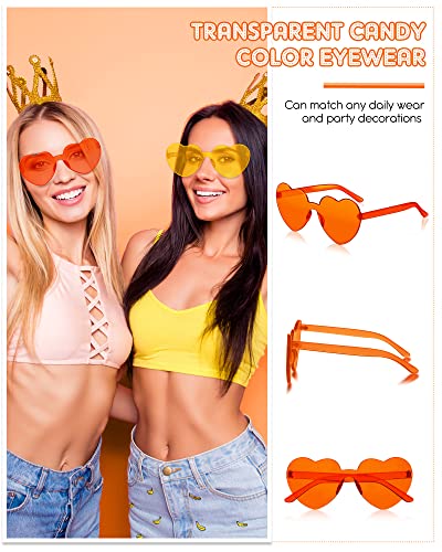 Frienda 20 Pairs Valentine's Day Heart Shaped Sunglasses Rimless Candy Color Glasses for Women Men Party Favor(Blue Pink)