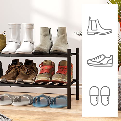 viewcare 5-Tier Bamboo Shoe Rack for Entryway, Stackable | Foldable | Natural, Shoe Organizer for Hallway Closet, Standing Shoe Racks for Indoor Outdoor