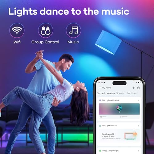 Linkind Matter Smart RGBTW Bulb,1100LM 75W Smart Light Bulbs, Work with Alexa/Apple Home/Google Home/SmartThings, LED Color Changing Bulbs Music Sync, 2.4GHz Wi-Fi Light Bulbs LED 11W, A19 E26, 2Pack