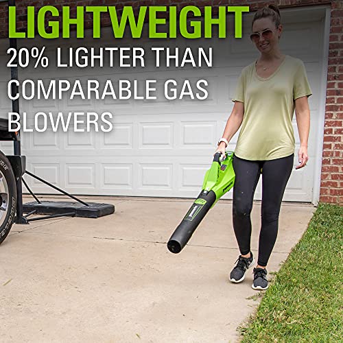 Greenworks 40V (130 MPH / 550 CFM / 75+ Compatible Tools) Cordless Brushless Axial Leaf Blower, 4.0Ah Battery and Charger Included