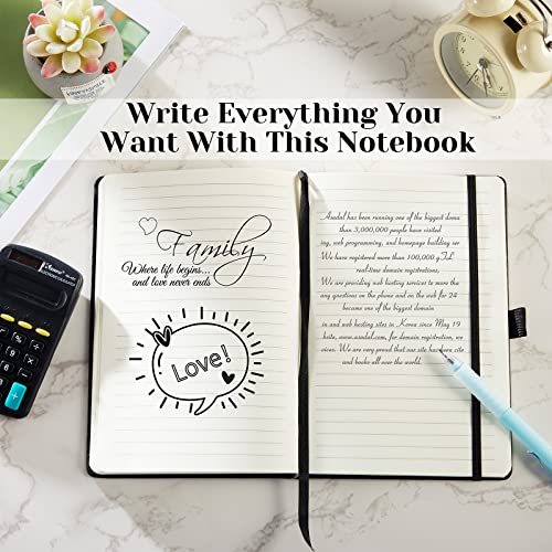 28 Pack Lined Notebook Journal Bulk A5 Hardcover Notebook PU Leather College Ruled Notepad 5.5 x 8.2 Inch Ruled Lined Journal Set With Pen Holder for School Business Work Travel Writing(Black)