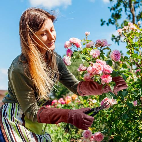 SLARMOR Long Gardening-Gloves Women/Men-Thorn proof Rose Pruning Heavy Duty Gauntlet-XS