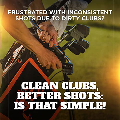 Frogger BrushPro Golf Club Cleaner with Ergonomic Grip and 2.5 ft. Retractable Cord, Gray - Sturdy Golf Club Brush and Groove Cleaner for Golfers
