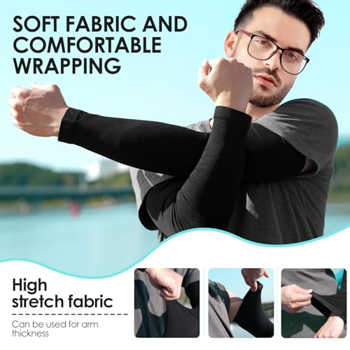 RHsia 4 Pairs UV Sun Protection Arm Sleeves for Men Women, Compression Cooling Sun Sleeves - Sports - Workouts - Tattoo Cover Up - UPF 50