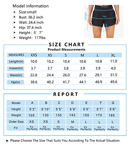 THE GYM PEOPLE Womens High Waisted Running Shorts Quick Dry Athletic Workout Shorts with Mesh Liner Zipper Pockets (Black, Medium)