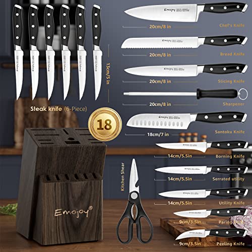 Knife Set, Emojoy Kitchen Knife Set with Block Wooden