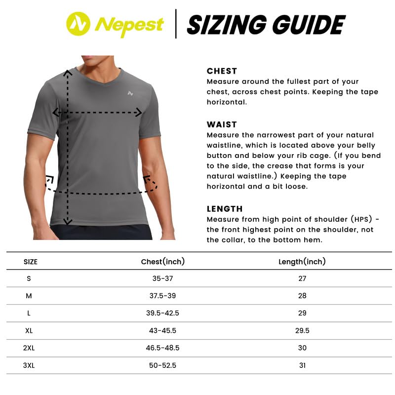 Nepest Workout Shirts for Men Short Sleeve Quick Dry Athletic Gym Active T Shirt Moisture Wicking Performance Polyester Dark Grey L